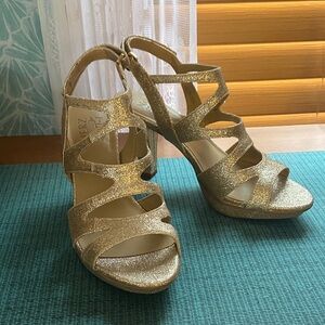 Naturalizer Dianna Gold Glitter Strappy Heels